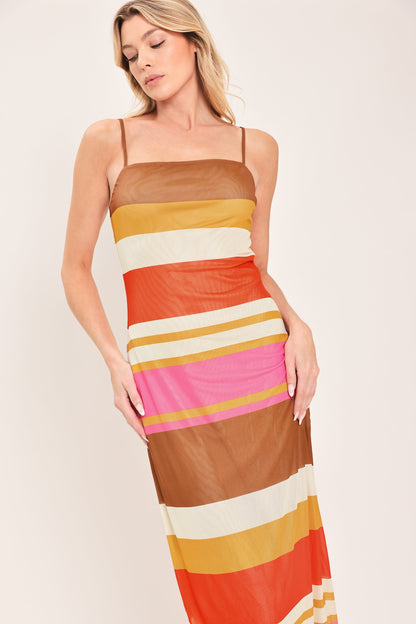 Heat Waves Power Mesh Midi Dress