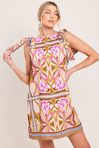 Golden Psyche Woven Mini Dress