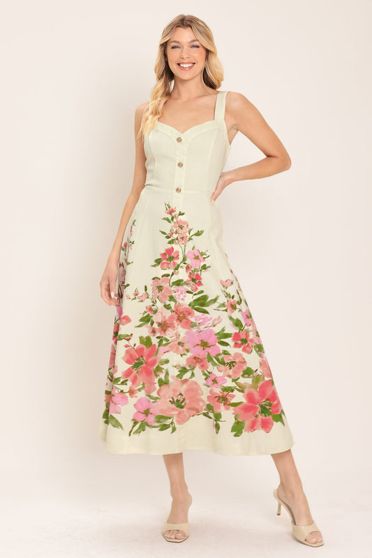 Blossom Whisper Woven Midi Dress