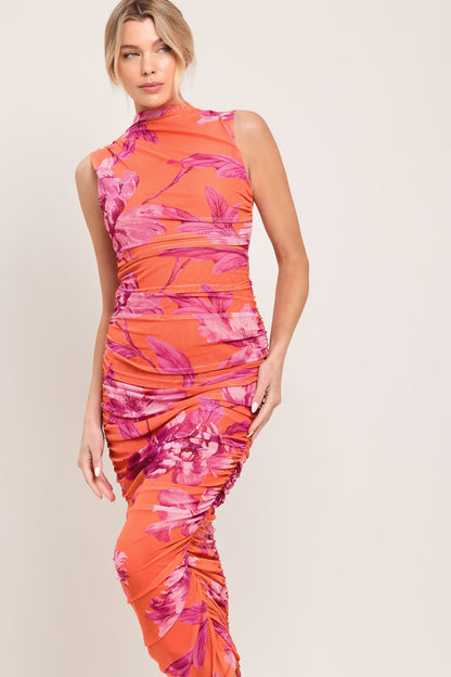 Paradise Glow Power Mesh Midi Dress