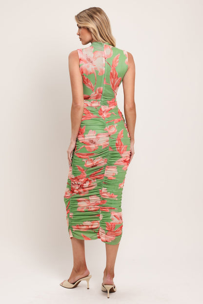 Paradise Glow Power Mesh Midi Dress