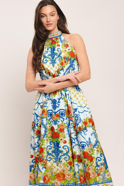 Ceramic Flora Woven Midi Dress