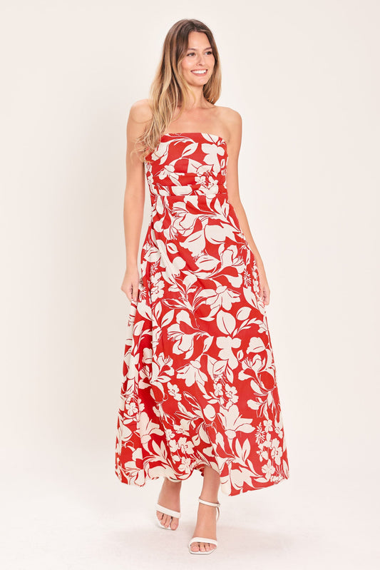 Vibrant Petal Woven Midi Dress