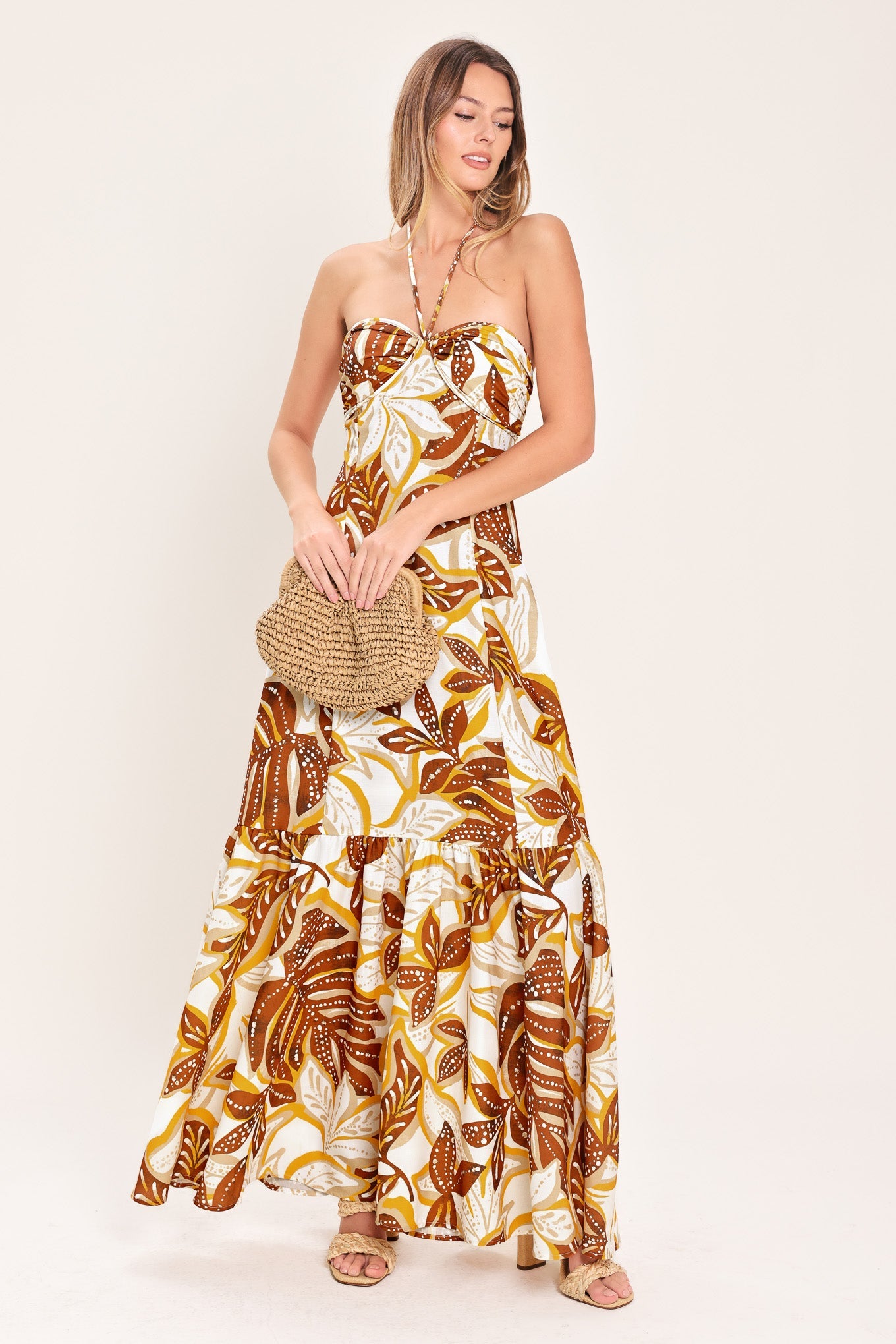 Amber Palm Paradise Woven Maxi Dress