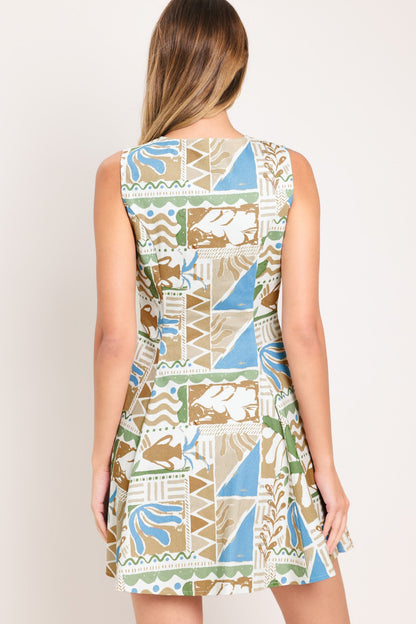 Desert Mosaic Woven Mini Dress