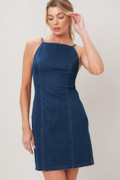 Second Skin Denim Mini Dress