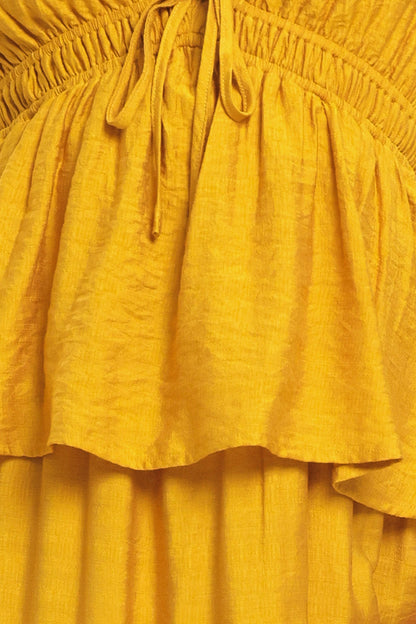 Mustard Bloom Woven Maxi Dress