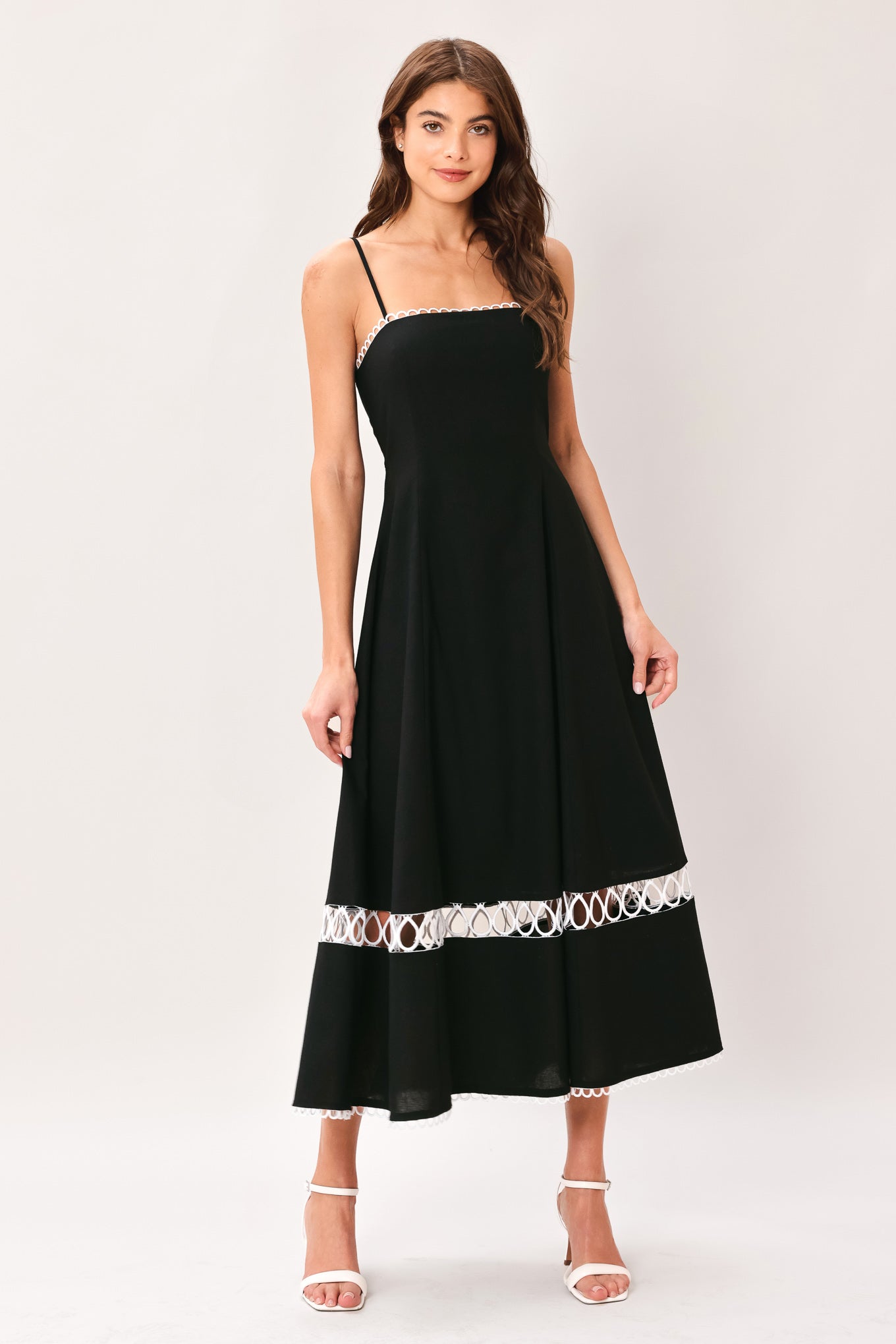 Noir Whisper Woven Midi Dress
