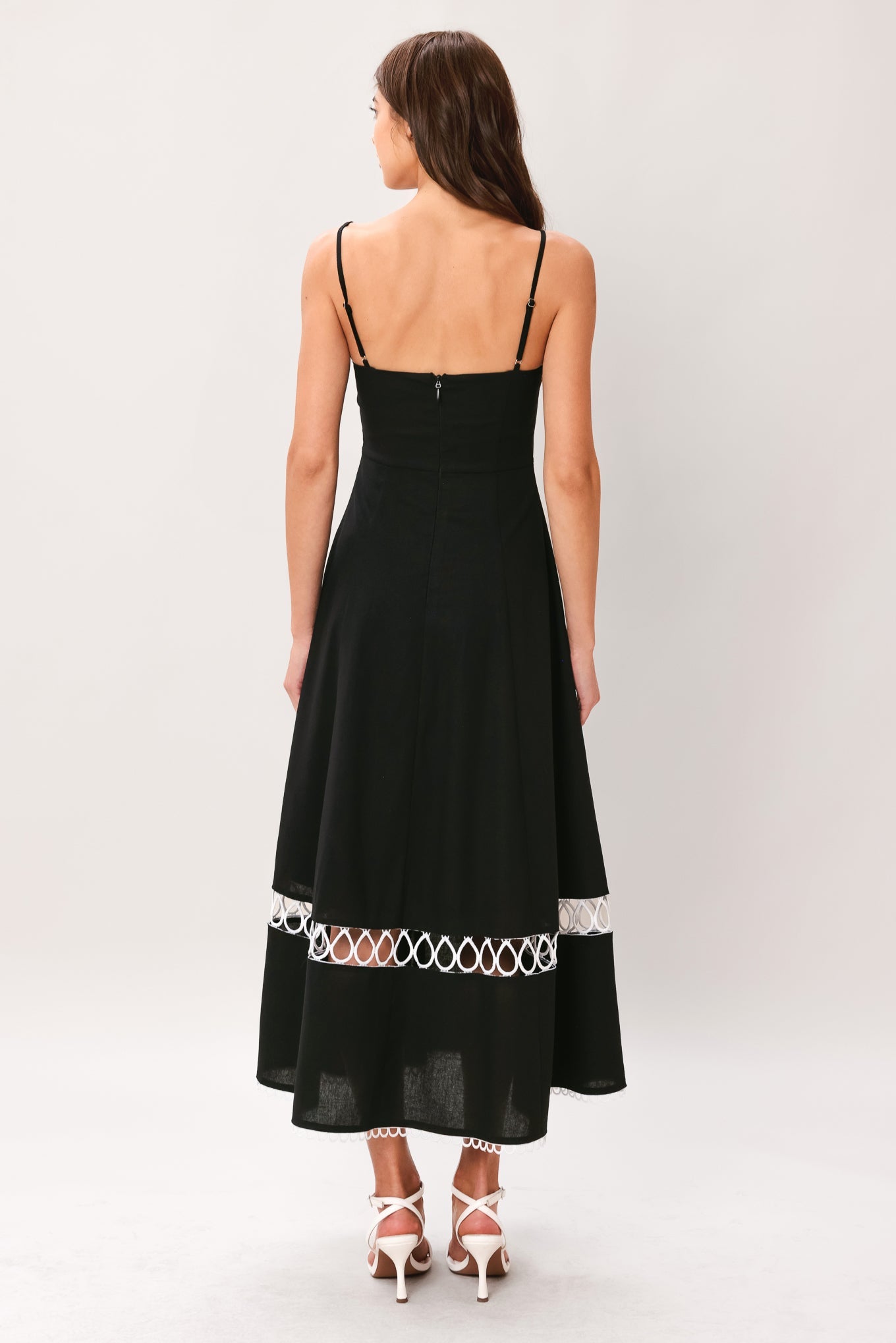 Noir Whisper Woven Midi Dress