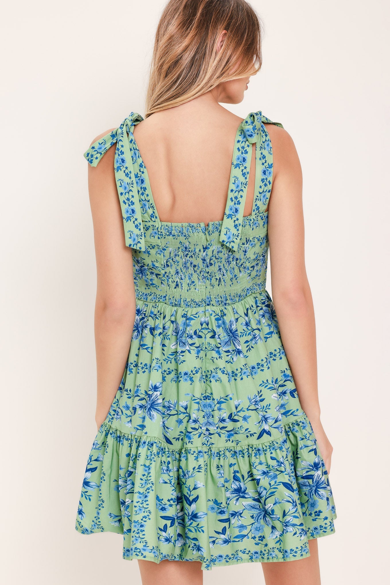Mint Blossom Babydoll Woven Mini Dress