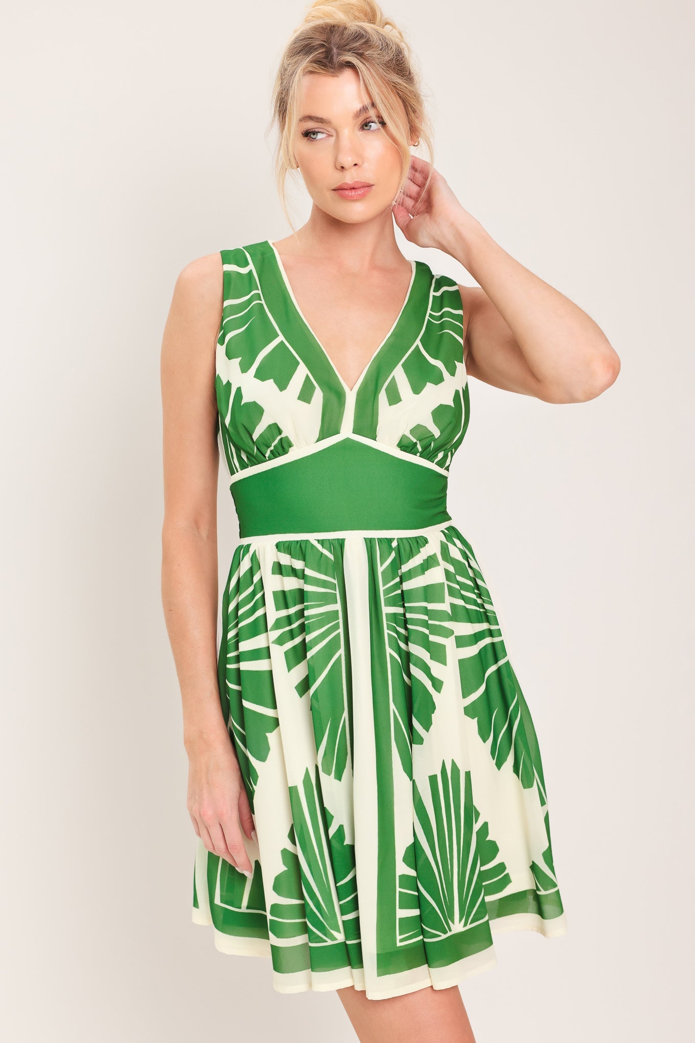 Palm Breeze Woven Mini Dress