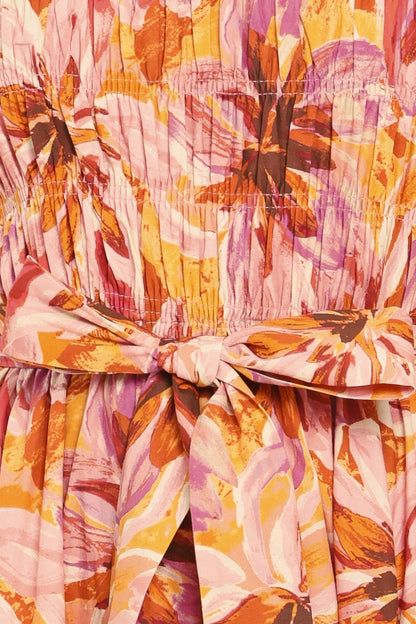 Apricot Blossom Woven Midi Dress
