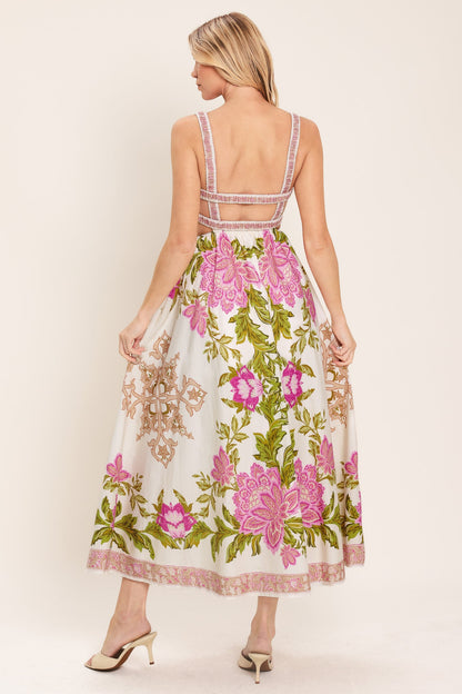 Springtime in Paris Woven Midi Dress