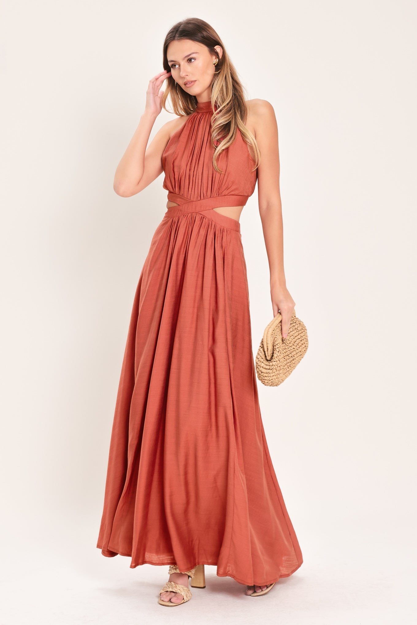 terracotta maxi dress Hot Girl Woven Maxi Dress TERRACOTTA / S