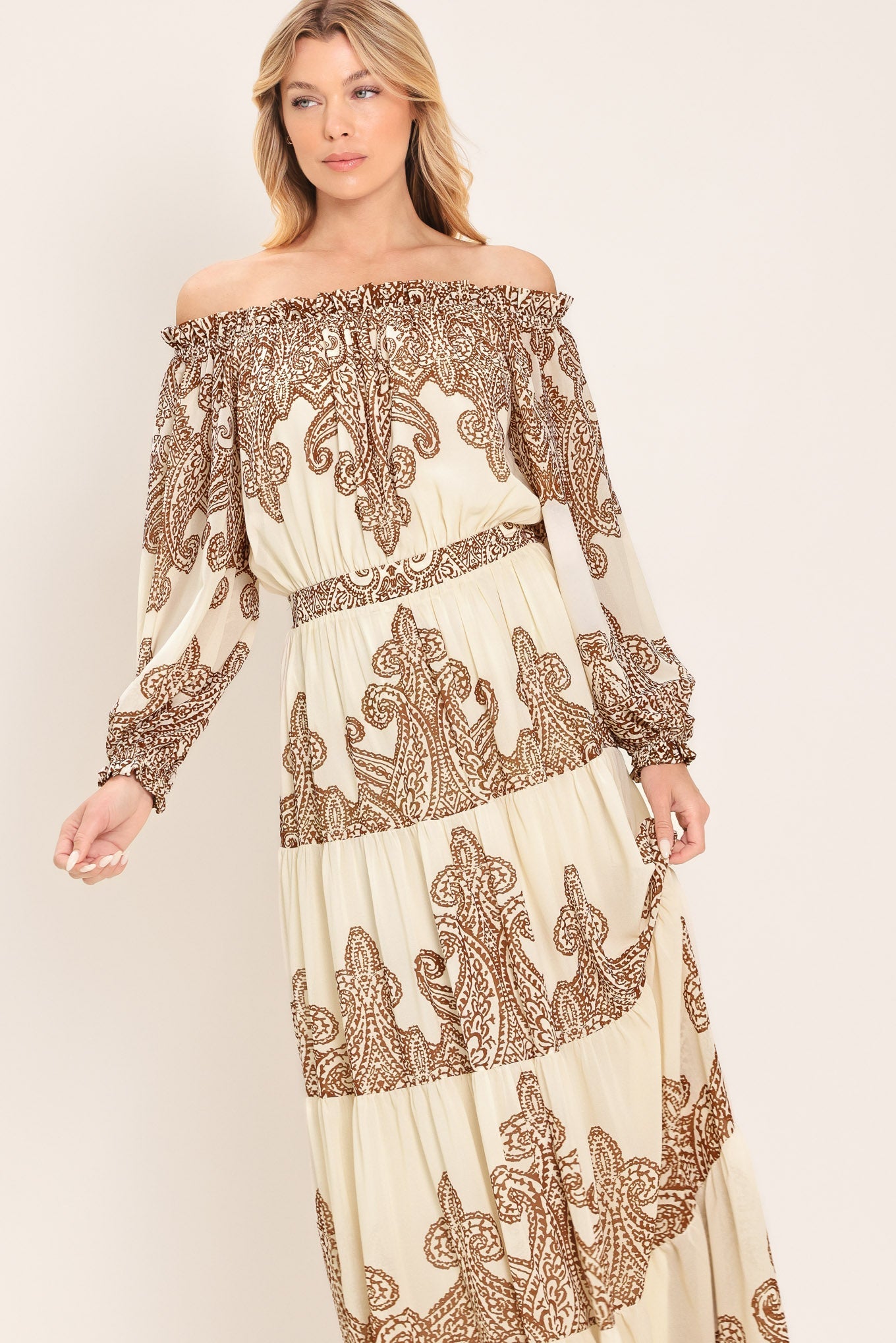 BELLA TERRA WOVEN MAXI DRESS l FLYING TOMATO IVORY / M