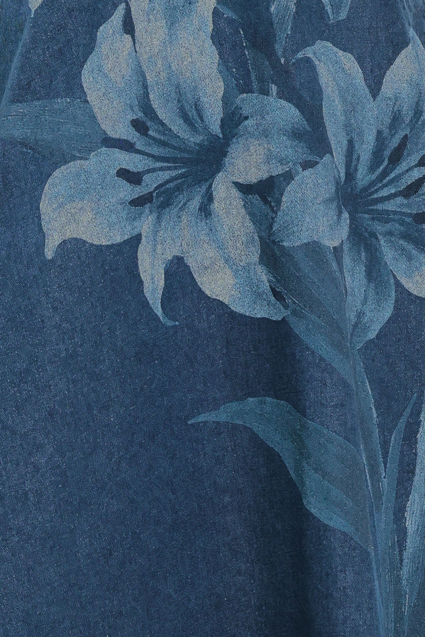 Midnight Bloom Denim Midi Dress