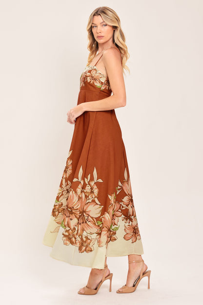 Autumn Petal Woven Midi Dress