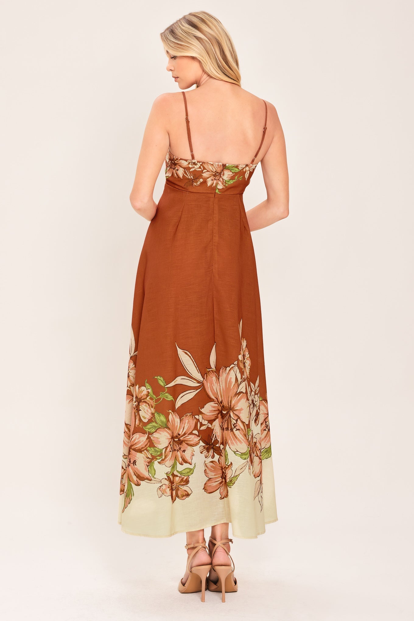 Autumn Petal Woven Midi Dress