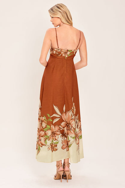 Autumn Petal Woven Midi Dress