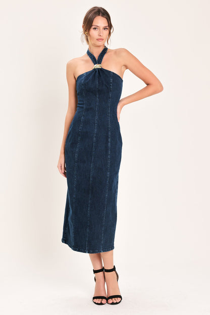Statement Denim Midi Dress