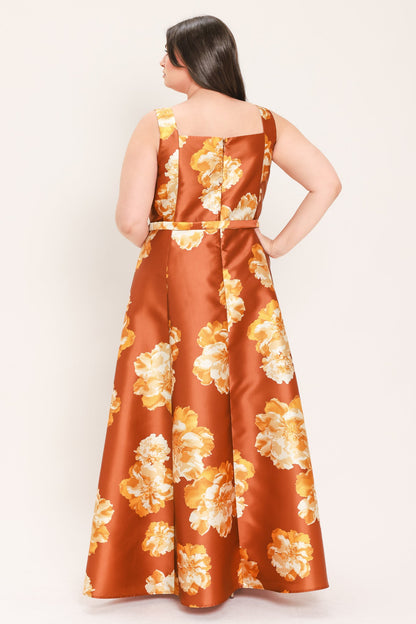 Fireside Floral Reverie Woven Maxi Dress