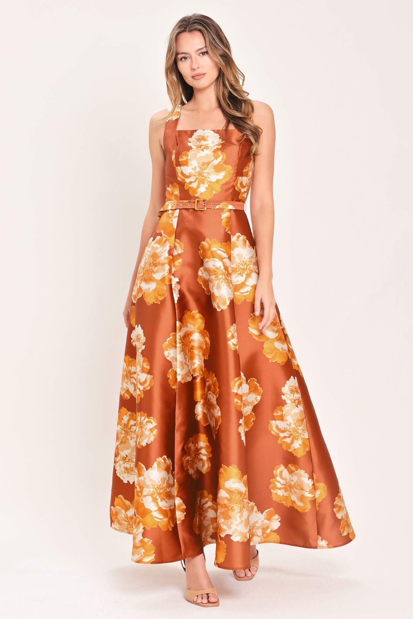 Fireside Floral Reverie Woven Maxi Dress