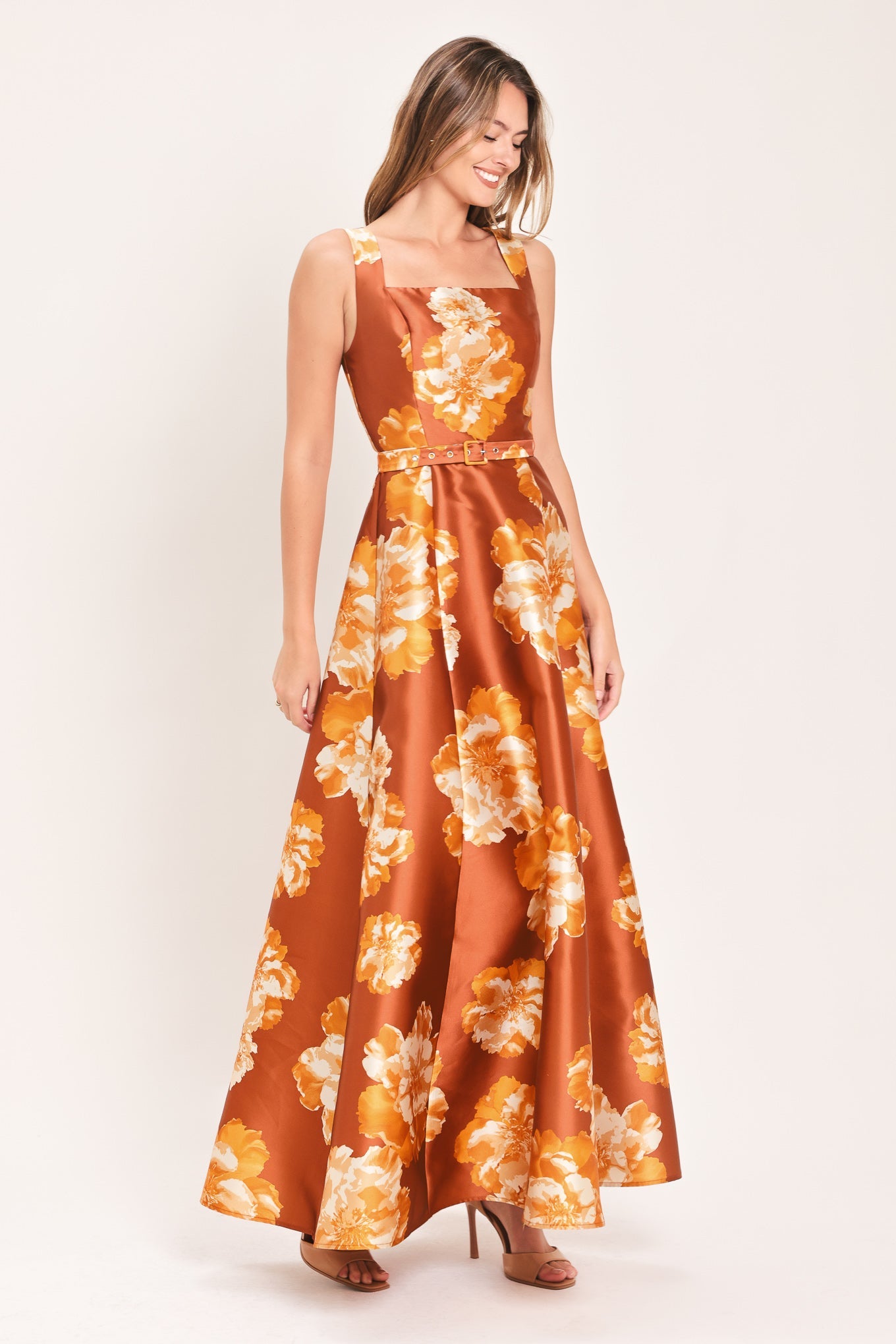 Fireside Floral Reverie Woven Maxi Dress