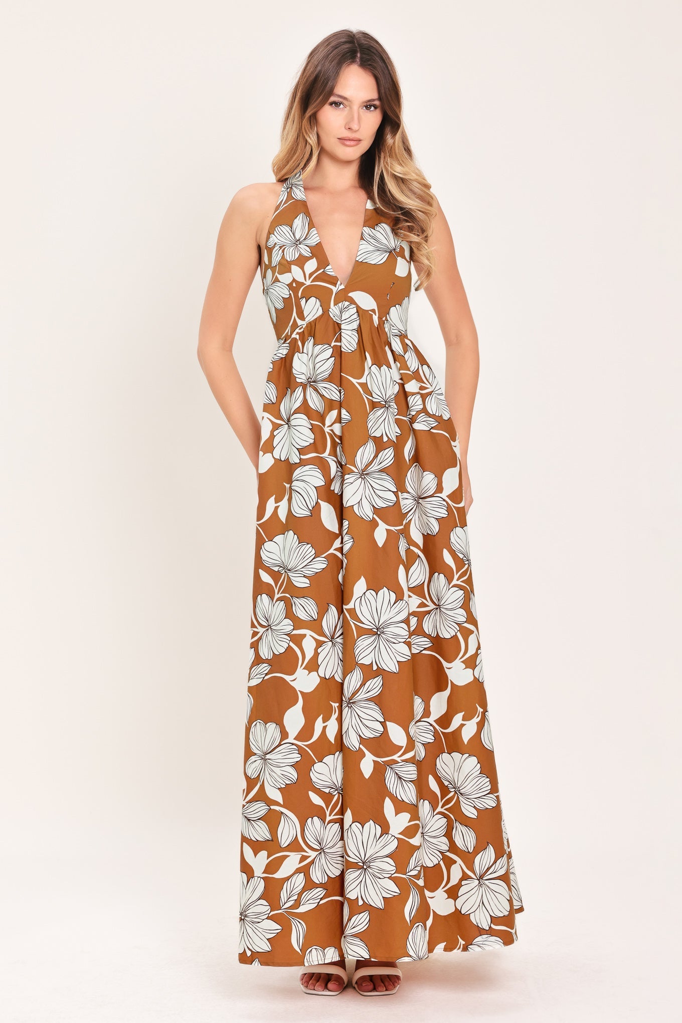 Golden Isle Floral Woven Maxi Dress