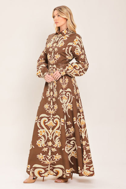 Amber Medallion Woven Shirt Maxi Dress