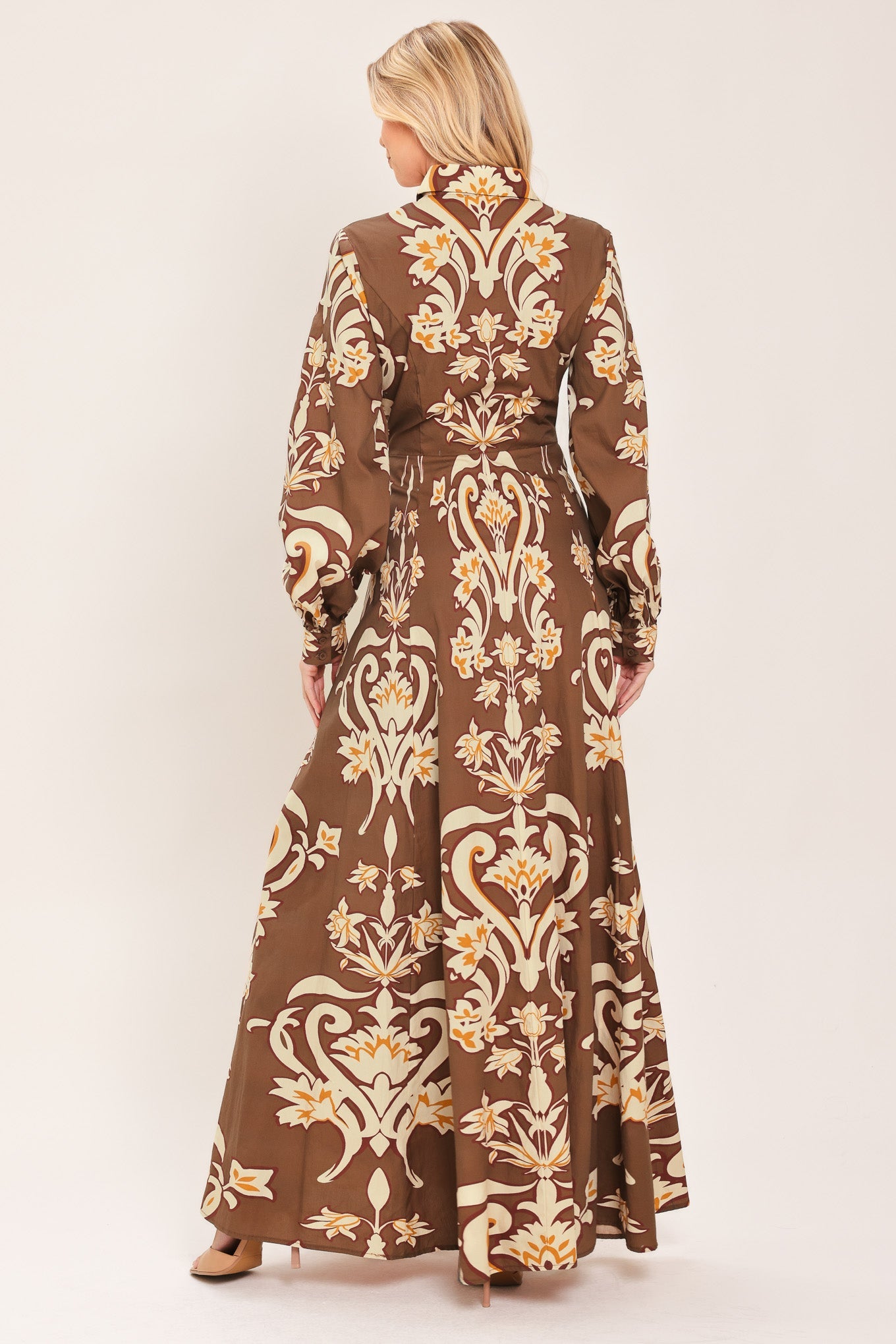 Amber Medallion Woven Shirt Maxi Dress