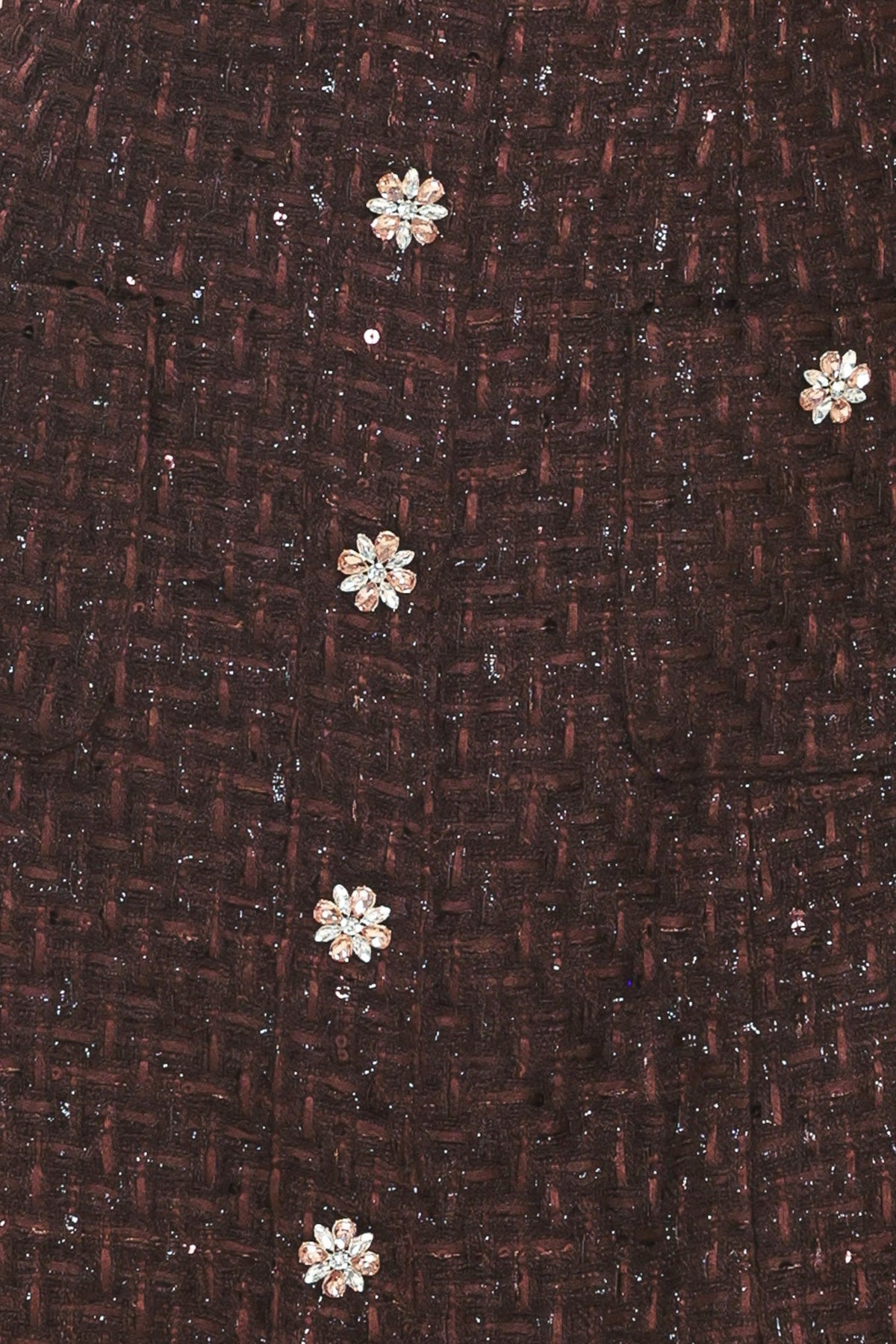Champagne Nights Chocolate Sequin Tweed Mini Dress