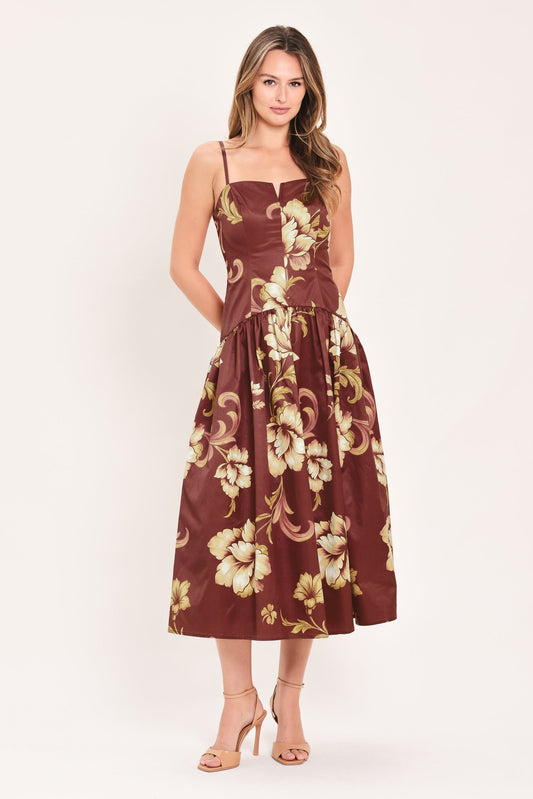 Cassis Blossom Chapter Woven Midi Dress