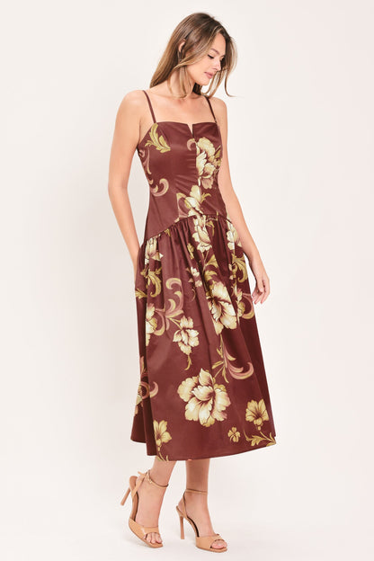 Cassis Blossom Chapter Woven Midi Dress
