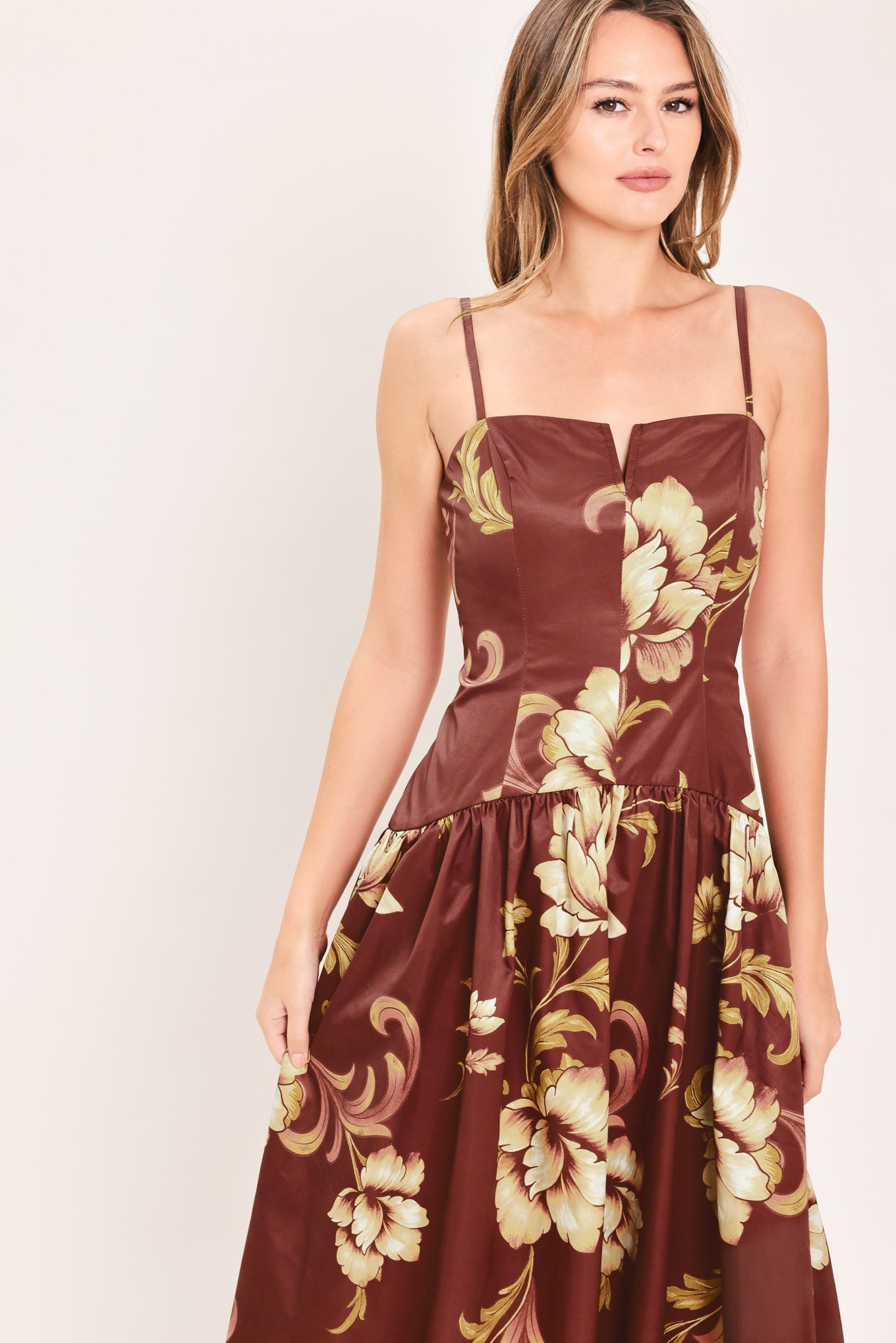 Cassis Blossom Chapter Woven Midi Dress