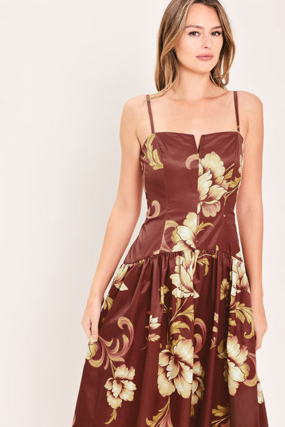 Cassis Blossom Chapter Woven Midi Dress