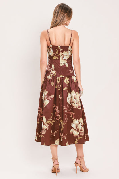 Cassis Blossom Chapter Woven Midi Dress