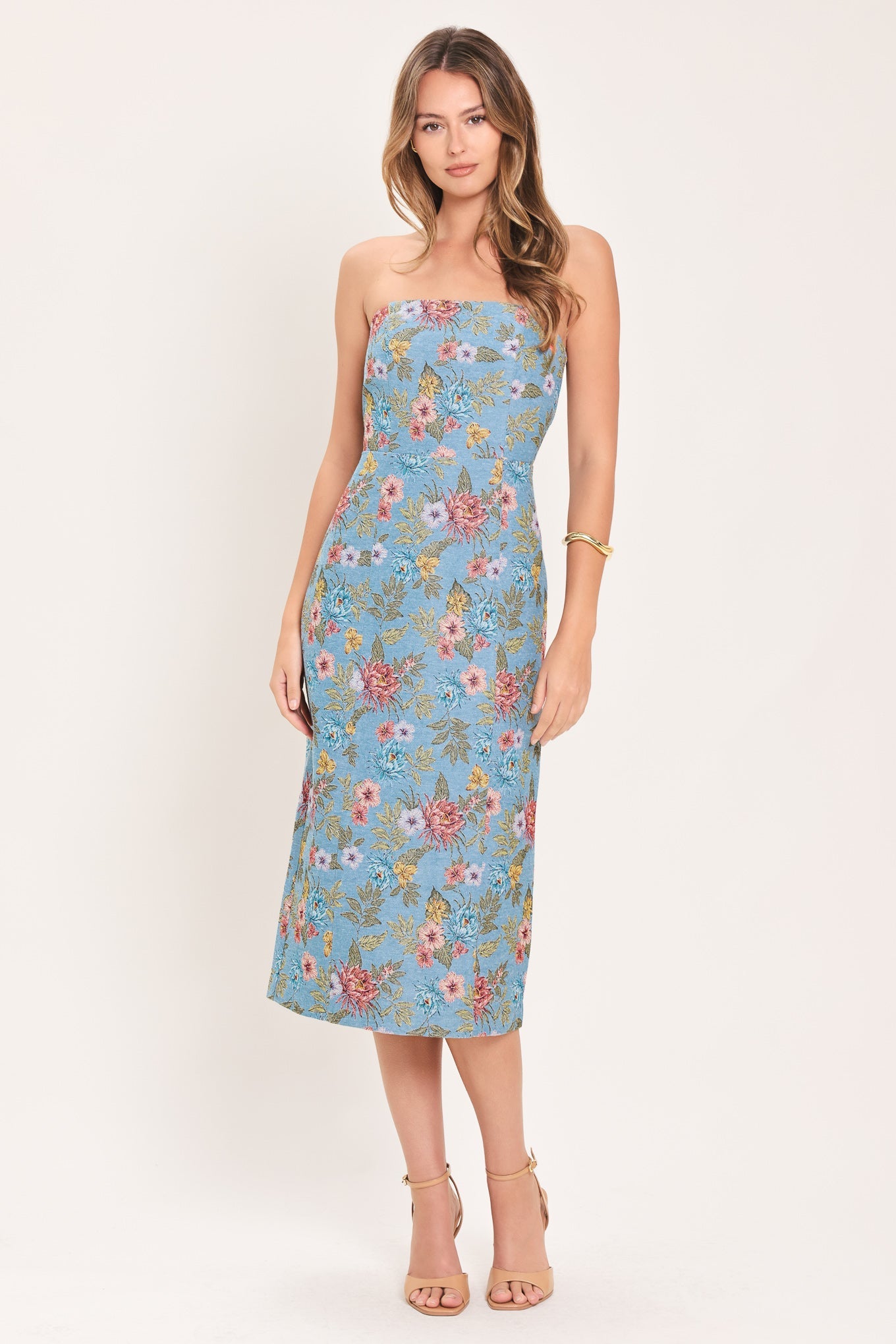 Celestial Garden Jacquard Woven Tube Dress