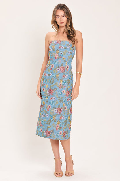 Celestial Garden Jacquard Woven Tube Dress