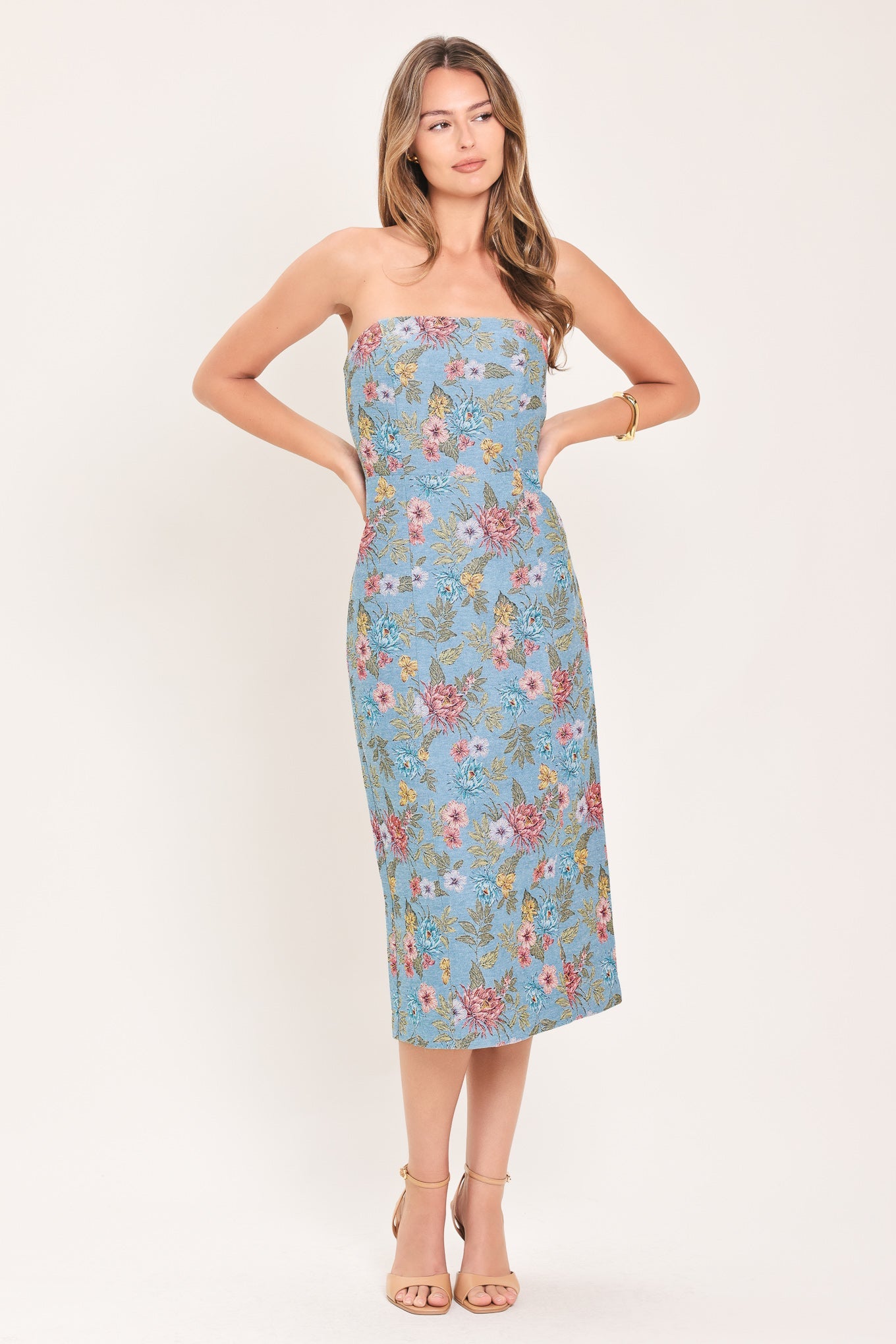 Celestial Garden Jacquard Woven Tube Dress