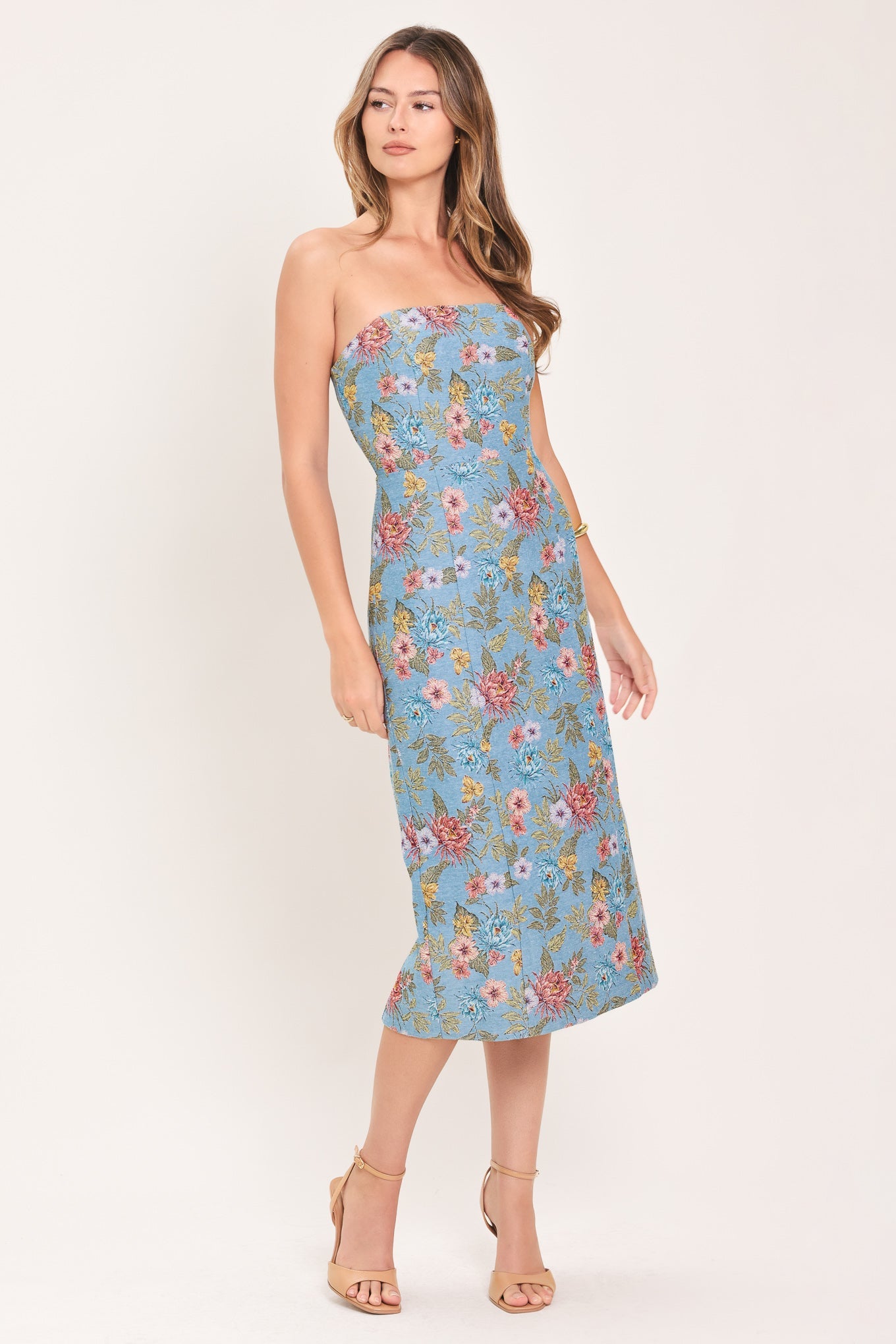 Celestial Garden Jacquard Woven Tube Dress
