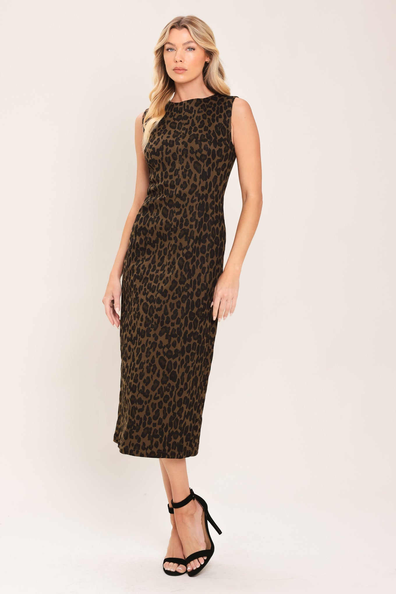 Leopard Icon Twill Midi Dress