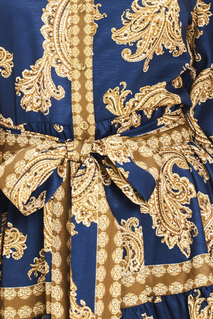 Sapphire Ornament Woven Mini Shirt Dress