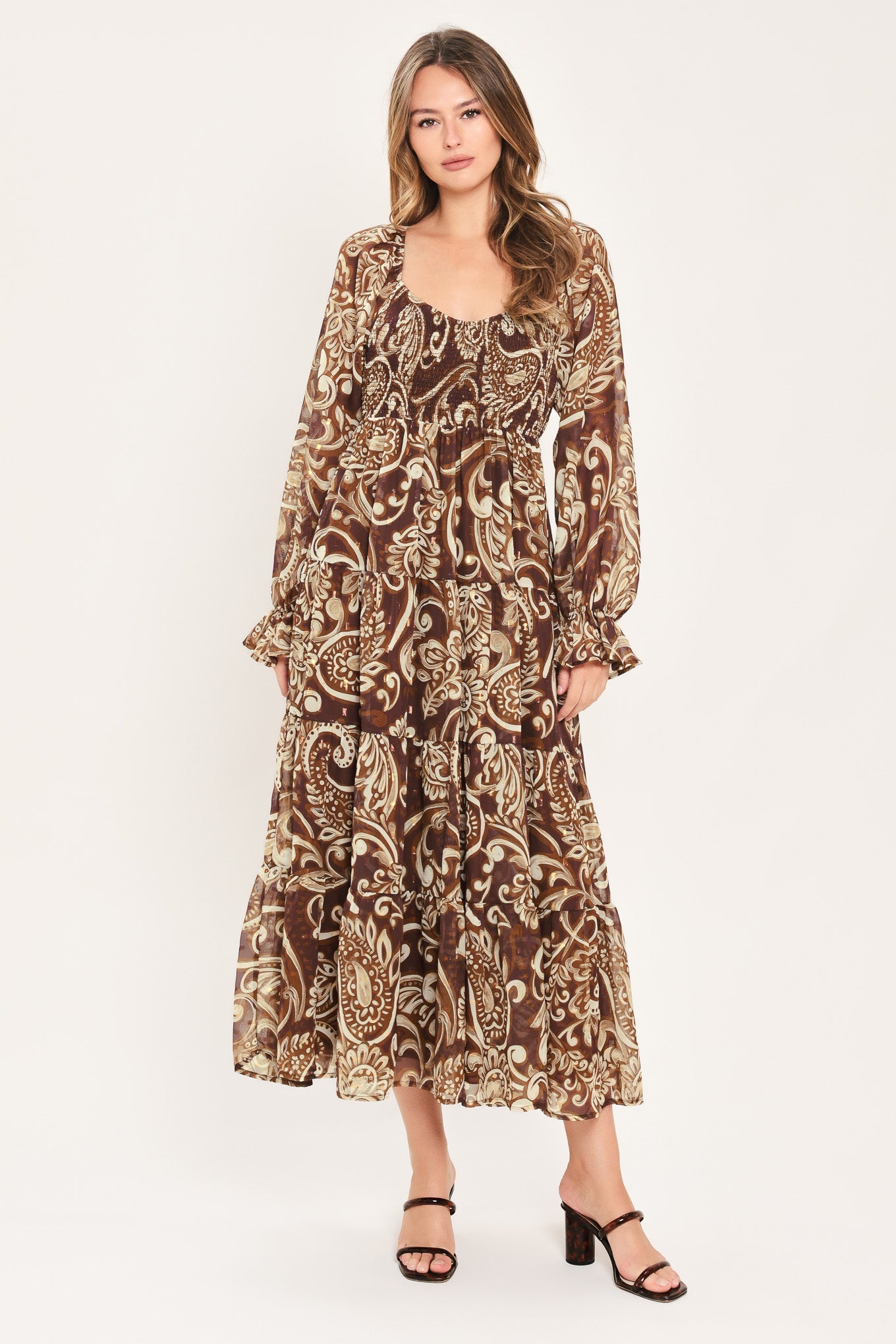 Cedar Swirl Sonata Woven Midi Dress