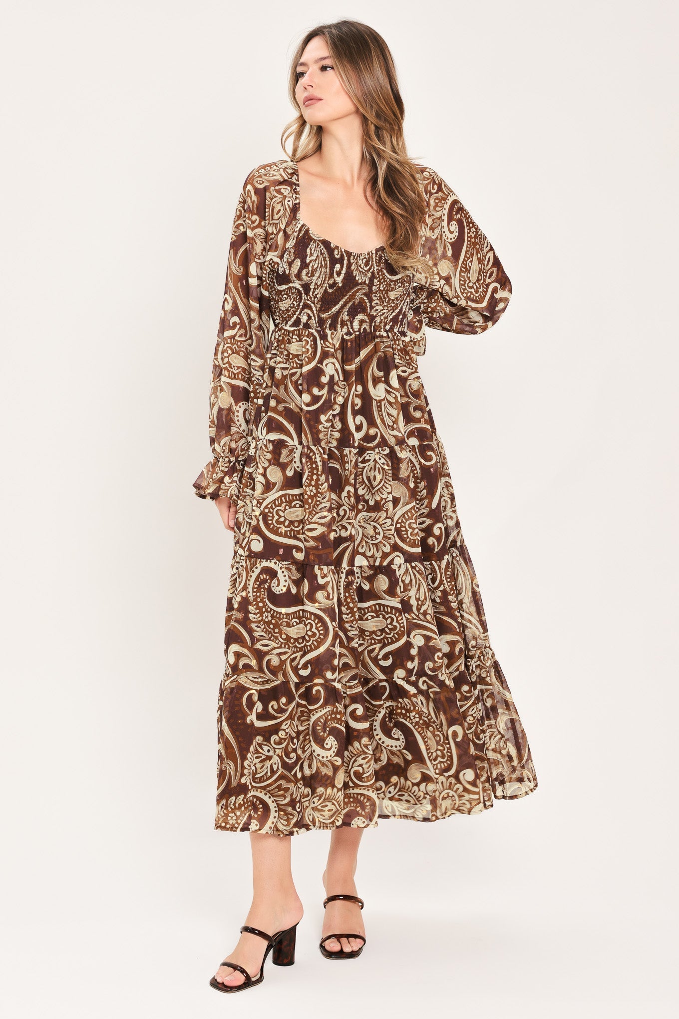 Cedar Swirl Sonata Woven Midi Dress