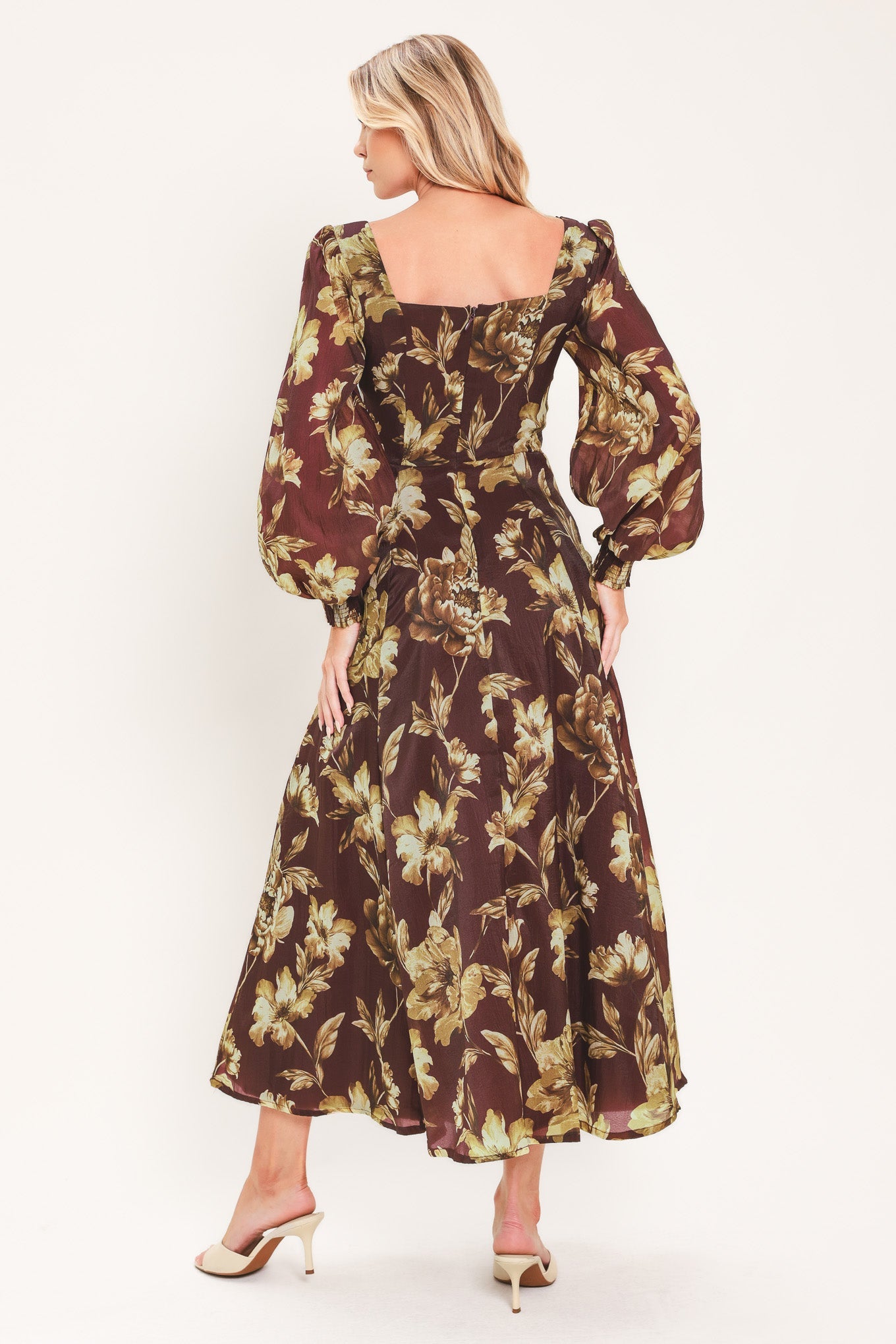 Mulberry Floral Drift Woven Midi Dress