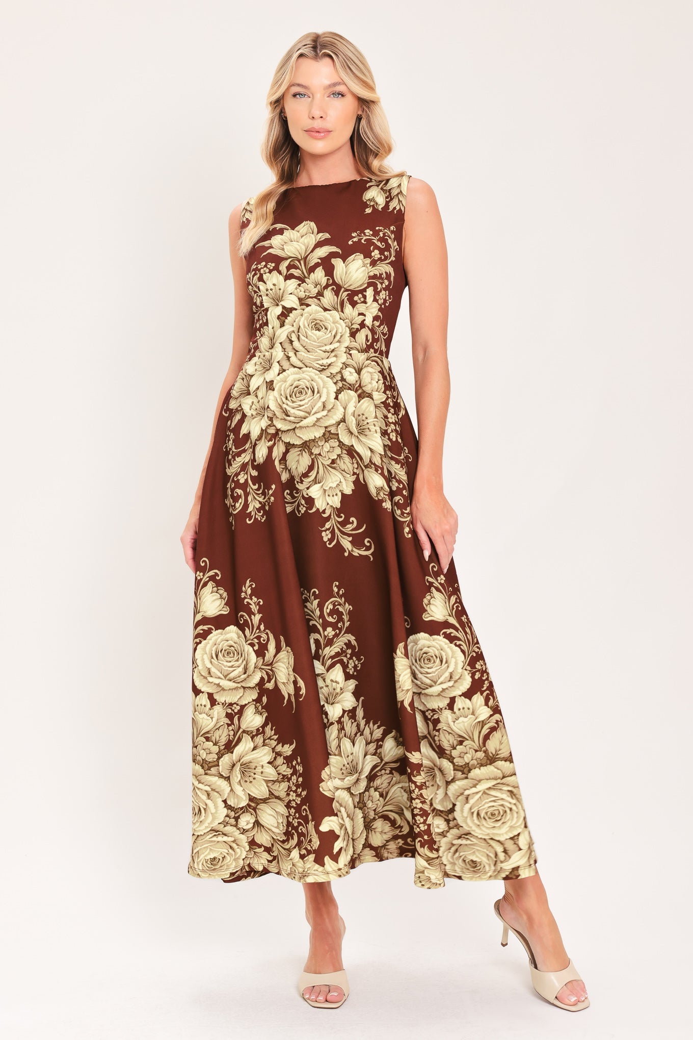 Antique Petal Regalia Woven Midi Dress