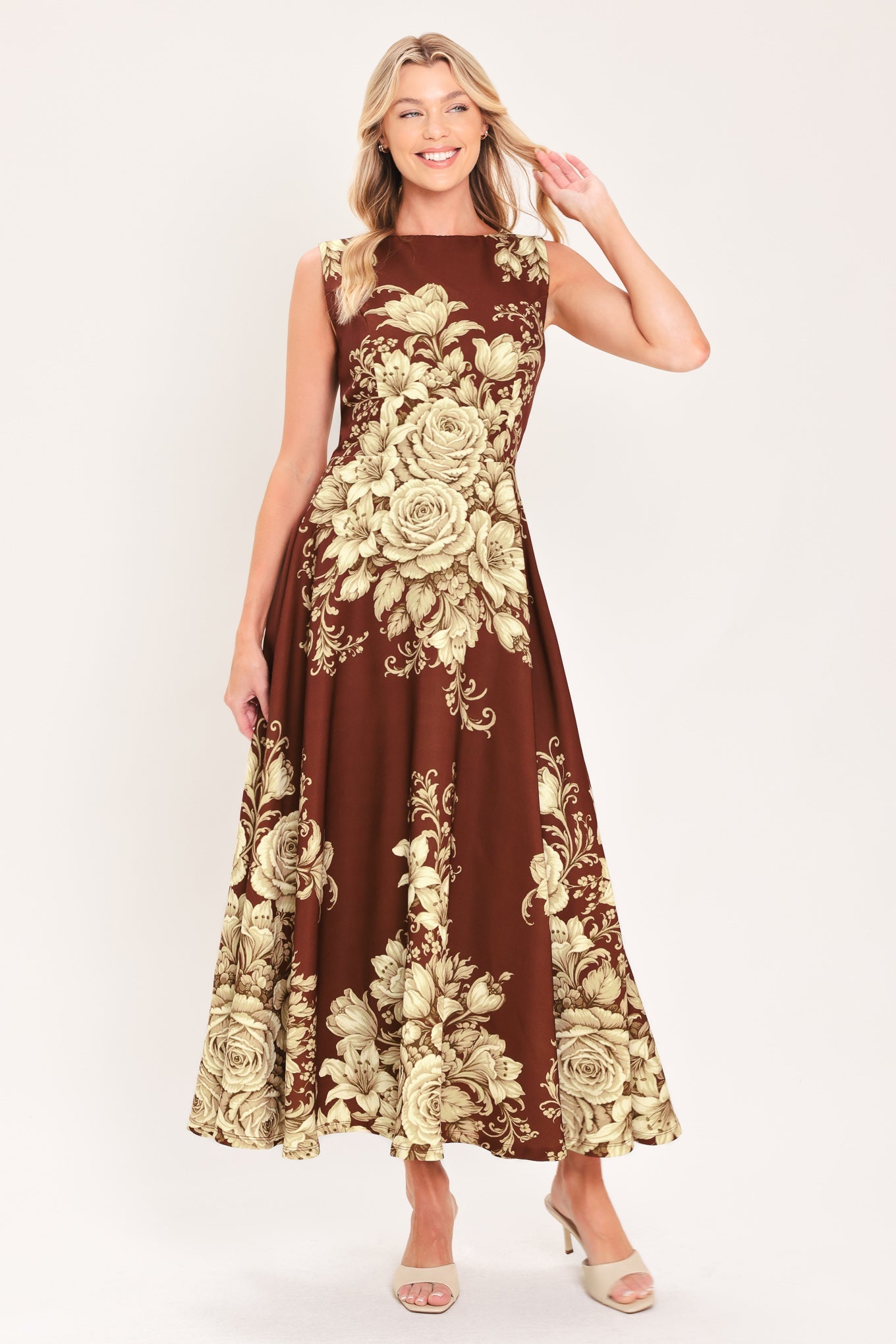 Antique Petal Regalia Woven Midi Dress