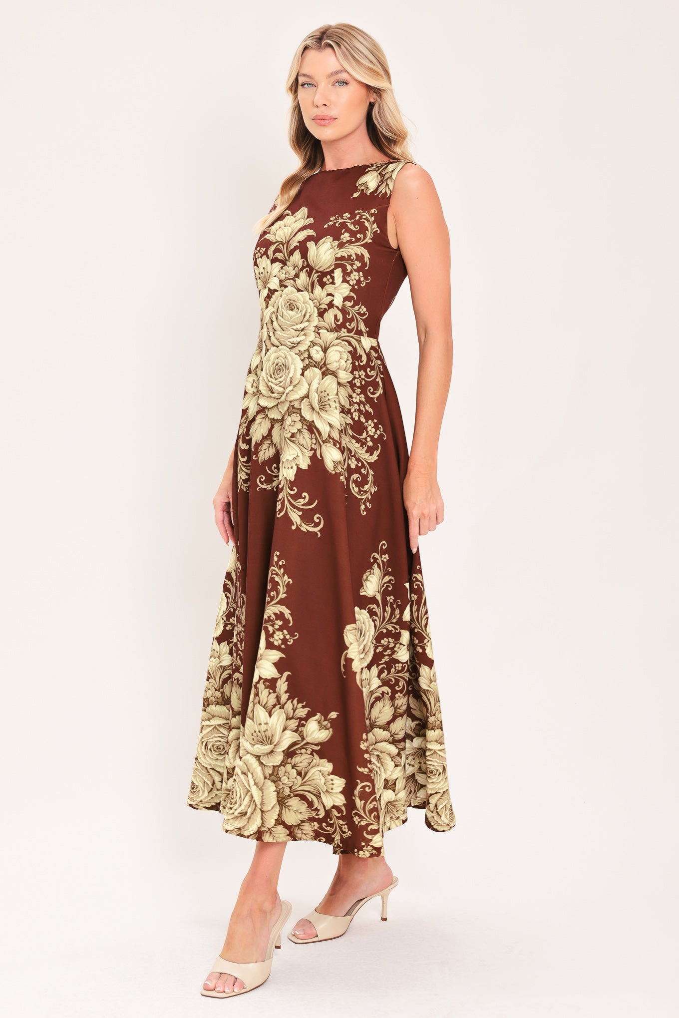 Antique Petal Regalia Woven Midi Dress