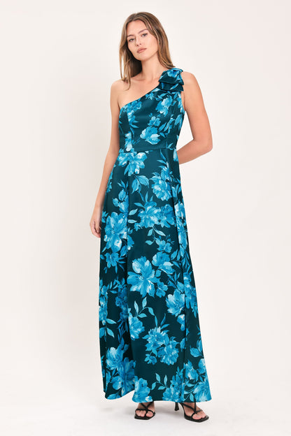 Aquamarine Bloom Fantasia Woven Maxi Dress