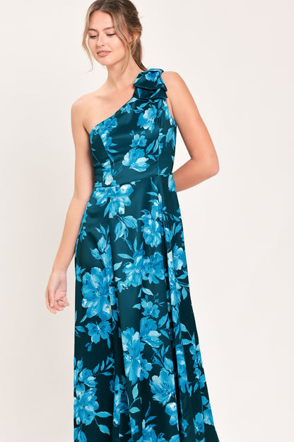 Aquamarine Bloom Fantasia Woven Maxi Dress